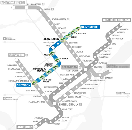 Caches Metro ligne bleue Montréal