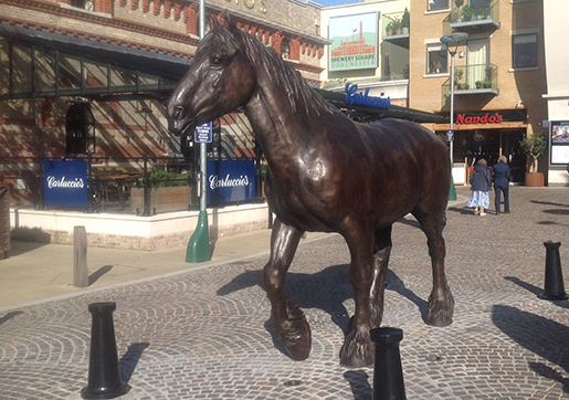 A photo of the statue of Drummer the Dray Horse