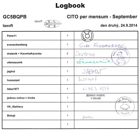 GC5BQPB - CITO per mensum - September - logbook druhý