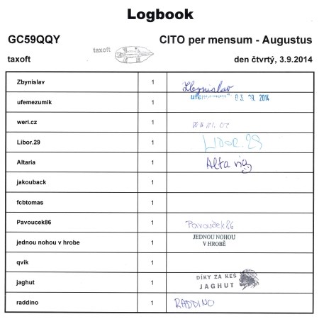 GC59QQY - CITO per mensum - Augustus - logbook čtvrtý