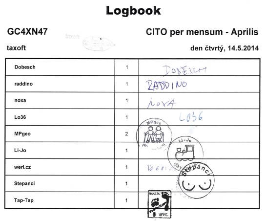 GC4XN47 - CITO per mensum - Aprilis - logbook čtvrtý