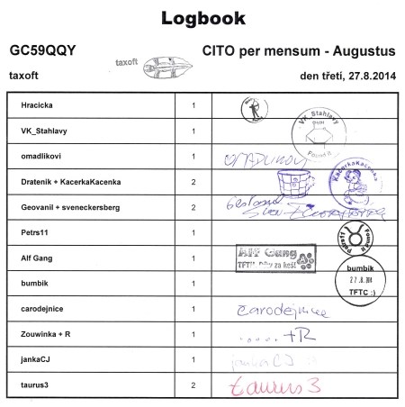 GC59QQY - CITO per mensum - Augustus - logbook třetí