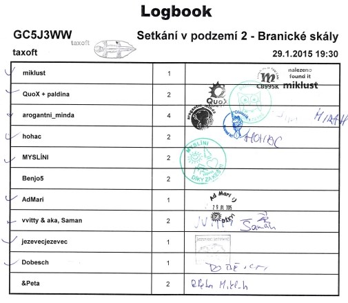GC5J3WW - Setkání v podzemí 2 - Branické skály 1 a 1/2 - logbook 1/3