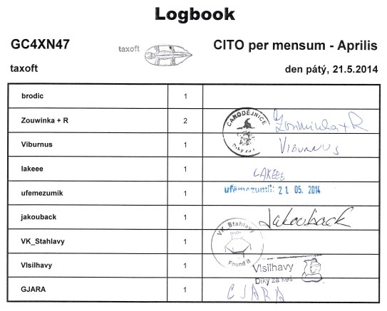 GC4XN47 - CITO per mensum - Aprilis - logbook pátý