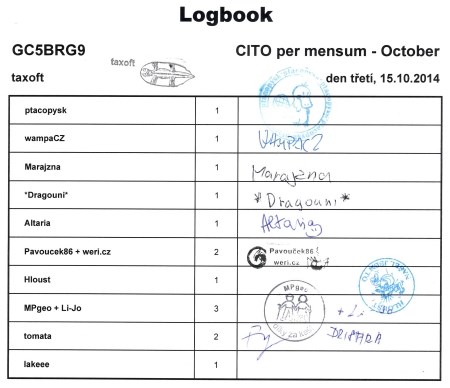 GC5BRG9 - CITO per mensum - October - logbook třetí
