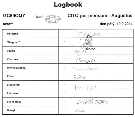 GC59QQY - CITO per mensum - Augustus - logbook pátý