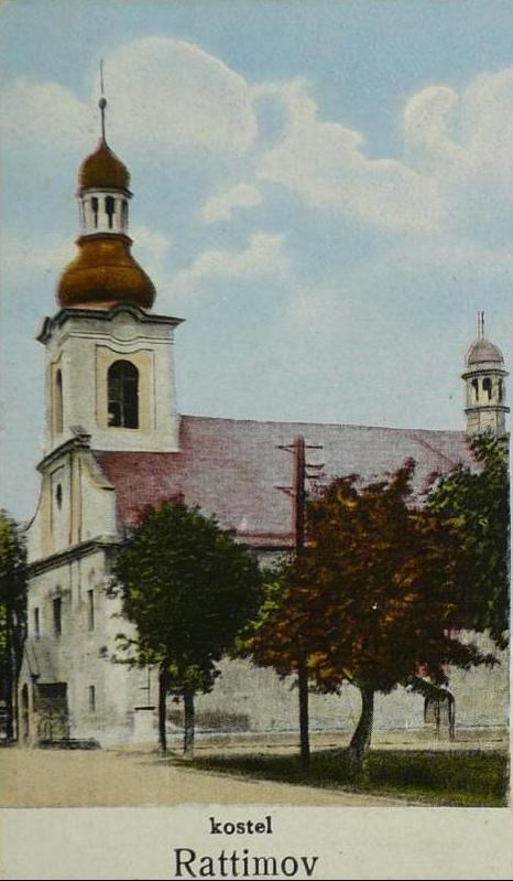 Pohled na kostel sv. Jana Křtitele v roce 1910.