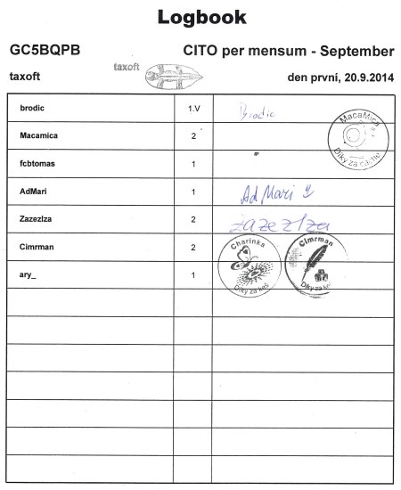 GC5BQPB - CITO per mensum - September - logbook první