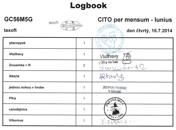 GC56M5G - CITO per mensum - Iunius - logbook čtvrtý
