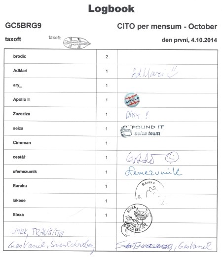 GC5BRG9 - CITO per mensum - October - logbook první